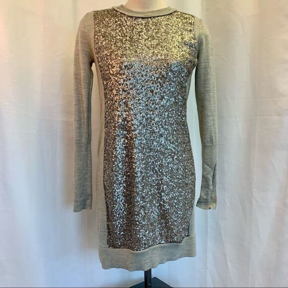 DIANE Von Furstenberg Wool Sequin Danette Sweater Dress gray size medium - Picture 7 of 12
